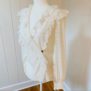 Maeve by Anthropologie sheer ruffle blouse